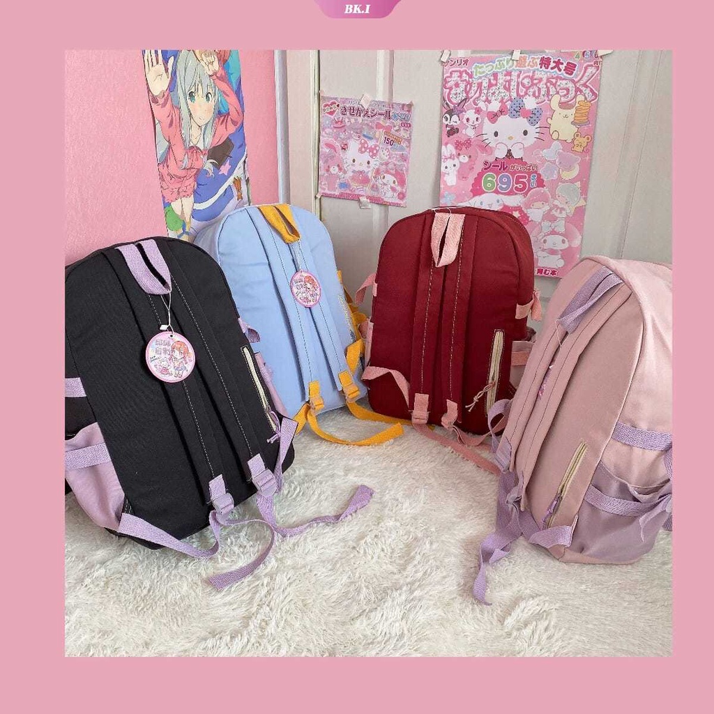 sanrios-kuromi-กระเป๋าเป้สะพายหลัง-กระเป๋านักเรียน-ผ้าไนล่อน-กันน้ํา-ลําลอง-แฟชั่นสําหรับเด็กผู้หญิง