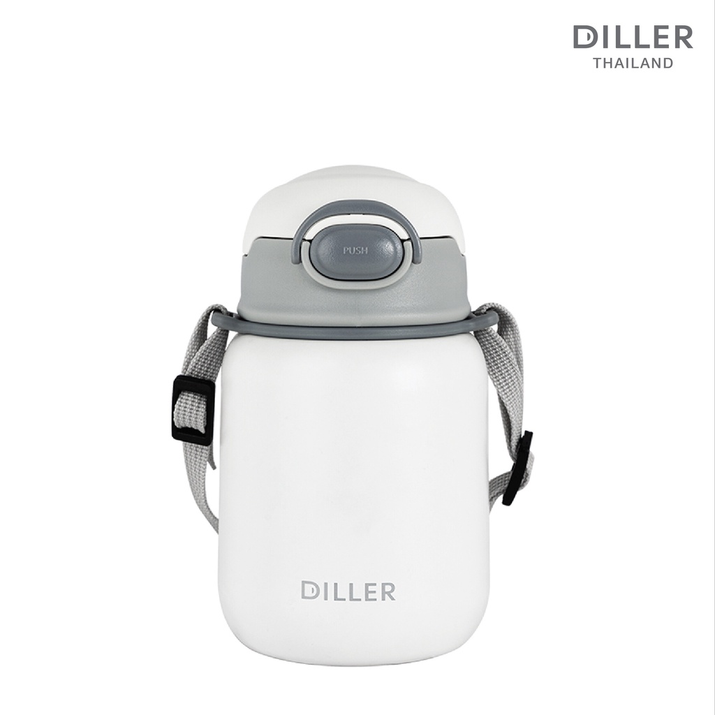 diller-thermo-flask-420ml-m8946-กระติกเก็บความเย็นฝากดหลอดและสายสะพายแฟชั่น-สแตนเลส2ชั้นเก็บเย็น24ชม-รับประกันสินค้า