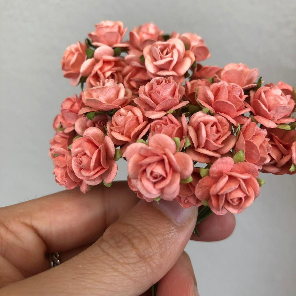 ดอกไม้กระดาษสาดอกไม้กุหลาบขนาดเล็กสีโอรสเข้ม-80-ชิ้น-ดอกไม้ประดิษฐ์สำหรับงานฝีมือและตกแต่ง-พร้อมส่ง-f204