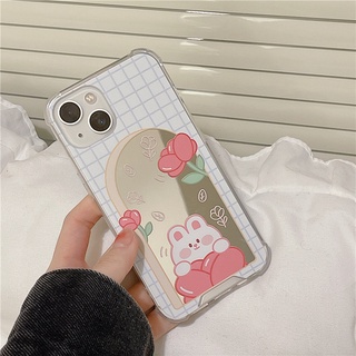 เคสโทรศัพท์มือถือกระจก ลายกระต่าย สําหรับ Apple Iphone 13 12Promax 7 7plus 8 8plus x xr xs 11 12 13 pro max plus promax