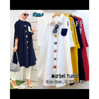 Marbel Tunic เสื้อทูนิคแขนยาว กระดุมหน้า แฟชั่นเรียบง่าย สําหรับผู้หญิงมุสลิม 2022