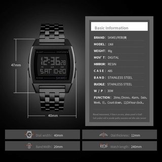 ✘SKMEI 1368 นาฬิกาผู้ชายนาฬิกาข้อมือผู้ชายดิจิตอล กันน้ำ มัลติฟังชั่นสายสแตนเลส แท้ 100%ส่งเร็ว