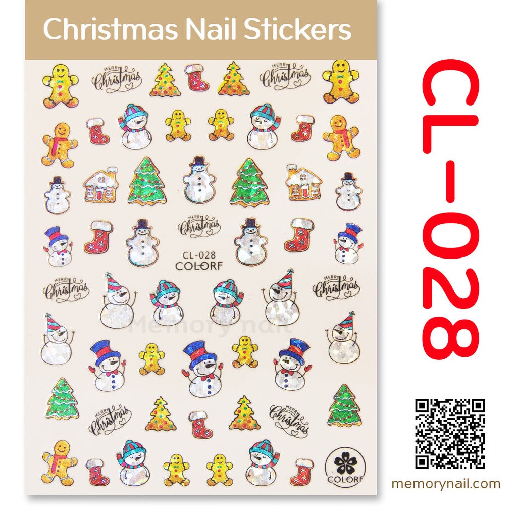 ภาพสินค้าNEW  ️ สติ๊กเกอร์ติดเล็บ คริสต์มาส christmas nail stickers สติ๊กเกอร์คริสมาสต์ ติดเล็บ  (( รหัส CL )) เล่นแสง จากร้าน memorynail บน Shopee ภาพที่ 2