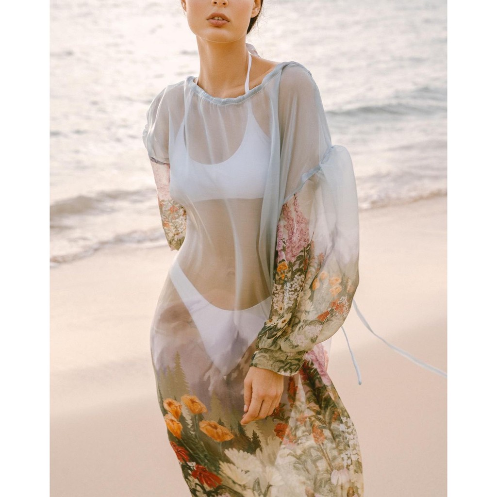 Floral transparent dress best sale