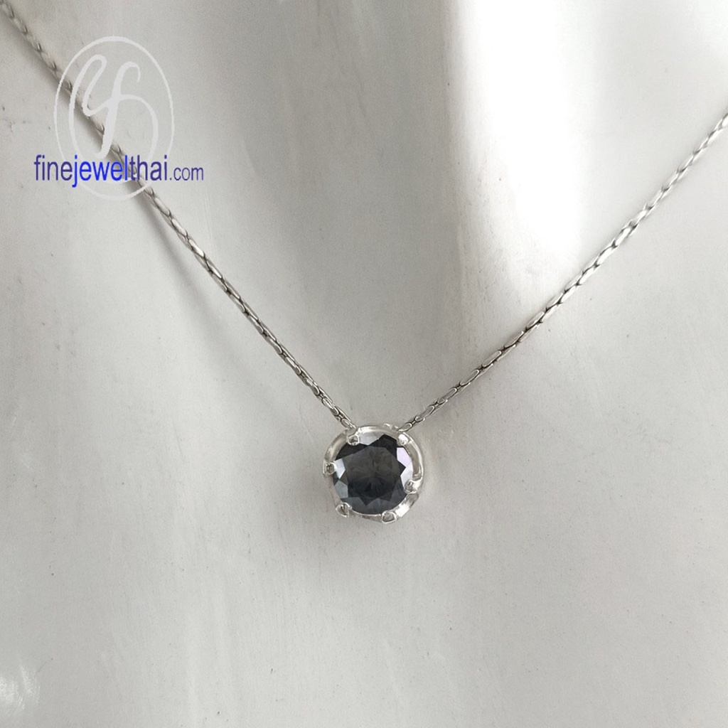 finejewelthai-จี้นิล-นิลแท้-จี้พลอย-black-spinel-onyx-silver-pendant-birthstone-p1056on02e