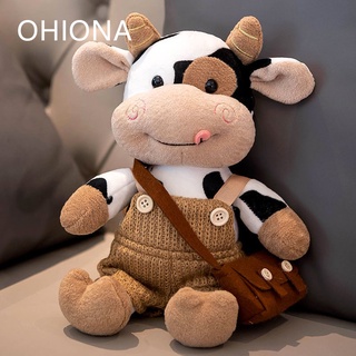Ohiona. ตุ๊กตาวัวยัดไส้ ของเล่นตุ๊กตาสัตว์ น่ารัก นุ่มนิ่ม การ์ตูนวัว  สําหรับเด็ก ของขวัญวันเกิด