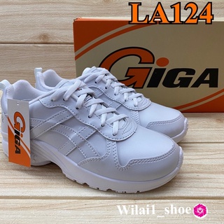สินค้า GiGa  LA 124 รองเท้าผ้าใบ แบบหนังผูกเชือก สีขาว 35-41