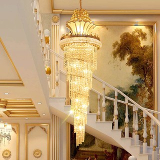 โคมไฟระย้า คริสตัล หรูหรา โคมไฟเพดาน Light luxury crystal chandelier duplex chandelier