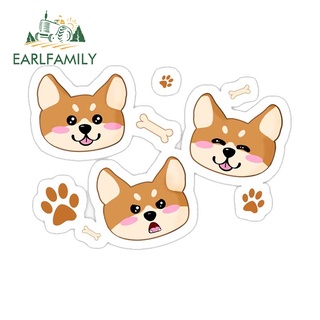 Earlfamily สติกเกอร์ไวนิล ลายการ์ตูนชิบะอินุ กันรอยขีดข่วน ขนาด 13 ซม. X 9.1 ซม. สําหรับติดตกแต่งรถยนต์