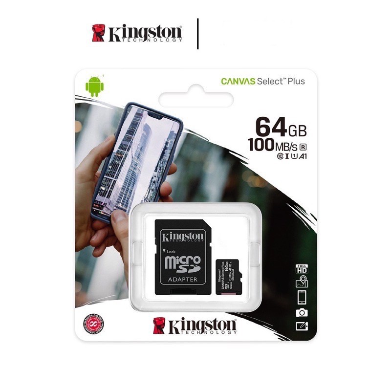 ภาพหน้าปกสินค้าMemory Card Micro SD 64GB ( kingston ) ของแท้รับประกันศูนย์ ใช้ได้eken h9r/ipcam/ มือถือ