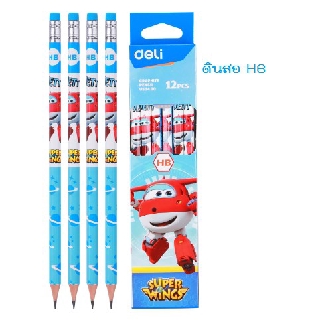 Deli U53400 ดินสอไม้ HB 12แท่ง ลาย Super Wings