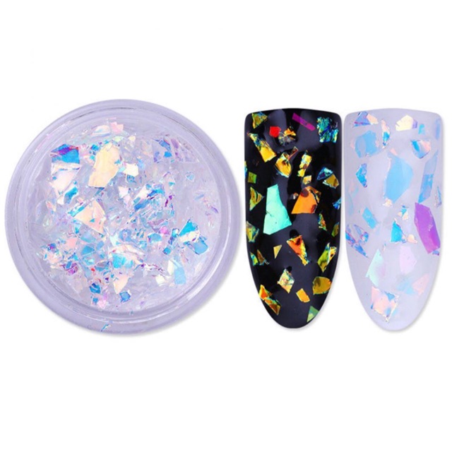 กระดาษแก้วใส แต่งเล็บ Glitter sequines Fluorescent glass paper Nail art