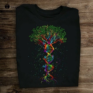 เสื้อยืดผู้ชายอินเทรนด์ในยุโรปและอเมริกาDna Tree Of Life Hu Genetic Geometry เสื้อยืดลําลอง ผ้าฝ้าย 100% แขนสั้น คอกลม พ