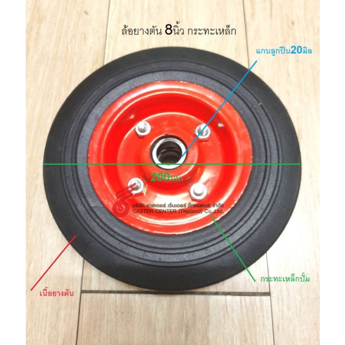 ล้อรถเข็นยางตัน-8-2นิ้ว-กระทะเหล็ก