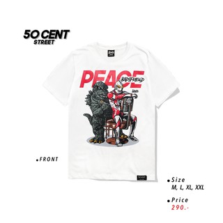 Fifty Cent ® เสื้อยืด แขนสั้น ลาย Godzila สีขาว