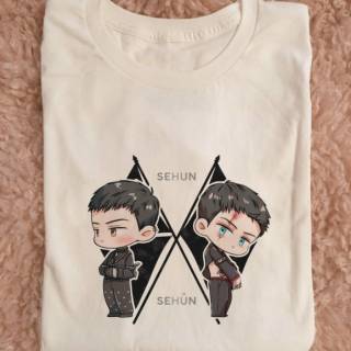 เสื้อยืดโอเวอร์ไซส์เสื้อยืด พิมพ์ลาย Kpop EXO Obsession Sehun Chibi สําหรับผู้ชาย และผู้หญิงS-3XL