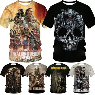 เสื้อยืดลําลอง แขนสั้น คอกลม พิมพ์ลาย The Walking Dead 3 มิติ สไตล์สตรีท แฟชั่นฤดูร้อน สําหรับผู้ชาย และผู้หญิง ไซซ์ Xs-5Xl