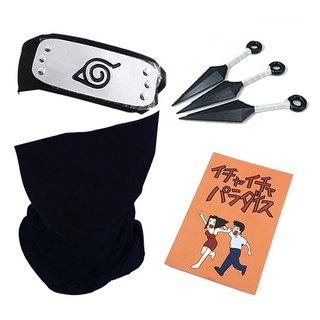 สินค้า อะนิเมะ Naruto Kakashi คอสเพลย์ พร้อมหน้ากาก ถุงมือ สร้อยคอ ที่คาดผม Kunai อุปกรณ์คอสเพลย์