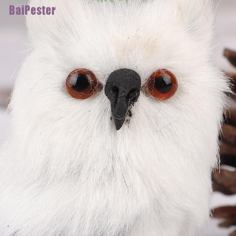 baipester-นกฮูกปลอม-สีขาวดํา-เครื่องประดับตกแต่งจําลอง