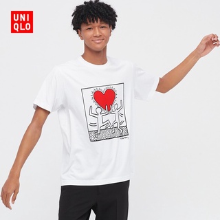 Uniqlo เสื้อยืด แขนสั้น พิมพ์ลาย KeitHaring สําหรับผู้ชาย และผู้หญิง (UT) 446363 เสื้อยืดคอกลมผ้าฝ้าย