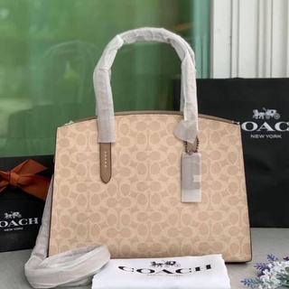 🎀 (สด-ผ่อน) กระเป๋าสะพาย 14 นิ้ว สี Sand Taupe Coach 31210 มีถุงผ้า Coach Charlie Carryall In Signature Canvas