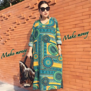 ชุดเดรส Make money  ทรงคอสีmaxi dress