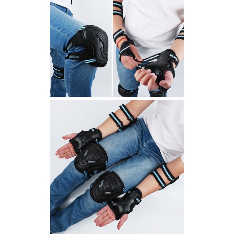 มีไซส์เด็กและผู้ใหญ่-พร้อมส่ง-สนับเข่า-มือ-ข้อศอก-ชุดsafety6ชิ้น