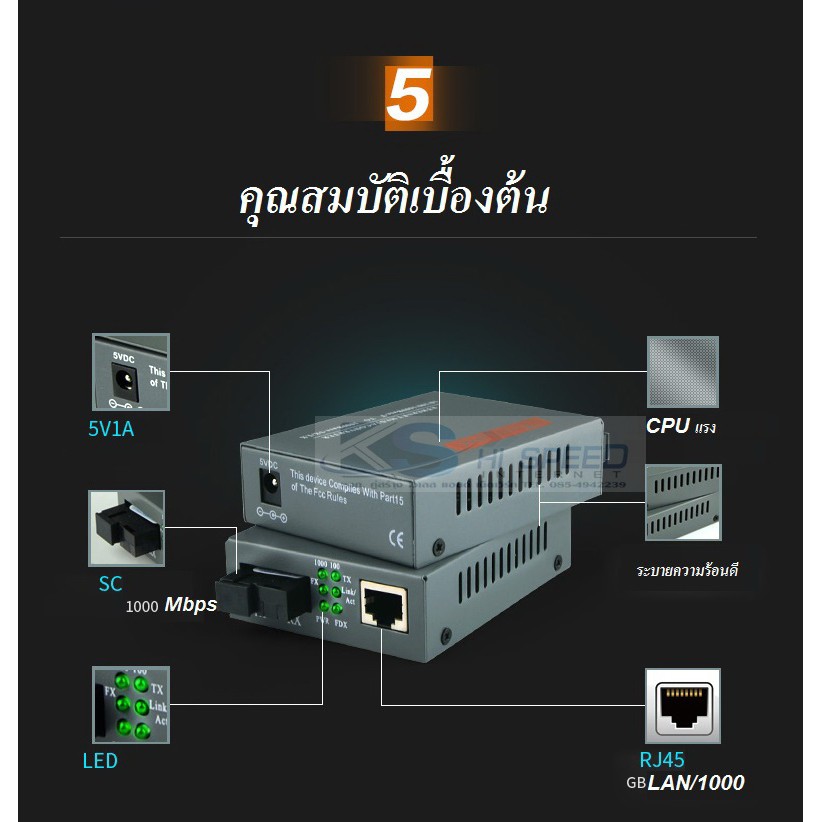 ภาพหน้าปกสินค้าMedia Converter HTB-GS03 Gigabit (A/B) Fiber Optic 20KM Single-mode Single-fiber WDM RJ45 FTTH จากร้าน ks_online_by_koosang บน Shopee