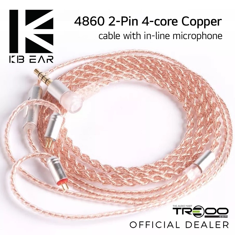 KBEAR 4860 0.78 มม. 2-Pin 4-core ทองแดงอัพเกรดสายพร้อมไมโครโฟนชนิดใส่ใน ...