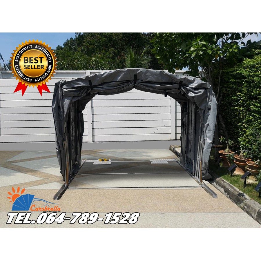 เต็นท์จอดรถพับได้-โรงจอดรถสำเร็จรูป-carsbrella-รุ่น-halfmoon-size-s-สำหรับจอดรถยนต์ขนาดเล็ก-กลาง