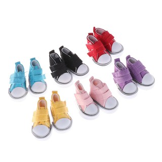 เช็ครีวิวสินค้าready stock❤รองเท้าผ้าใบ รองเท้าตุ๊กตา Denim Canvas Toy Shoes1/6 BJD 5ซม
