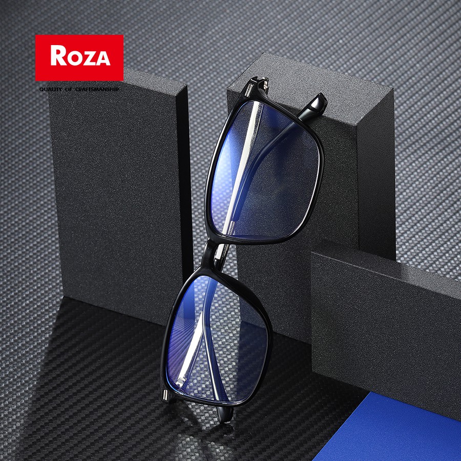 roza-ใหม่ผู้ชายตารางแว่นตาแสงผู้หญิงโลหะ-tr-ป้องกันแสงสีฟ้าแฟชั่นแว่นตาใบสั่งยา-ks125
