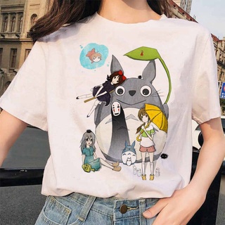 เสื้อยืด พิมพ์ลายอนิเมะ Totoro Spirited Away Studio Ghibli Femme 90s สไตล์ญี่ปุ่น แฟชั่นฮาราจูกุ สําหรับผู้หญิง เสื้อยืด