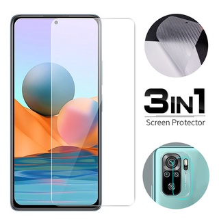 3 In 1 ฟิล์มกระจกนิรภัย + ฟิล์มกันรอยหน้าจอ + เลนส์กล้อง  Xiaomi Redmi Note 11 11s 10 10s 10C 9 9S 9T 9A 9C 8 Pro Pro+ 5G