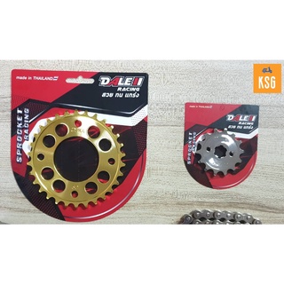 DALE (เดล) สเตอร์หน้าเลส (420) - 14T + สเตอร์หลังกลึงสีทอง (420) - 30T/32T/34T สำหรับ เวฟ110i / WA125 / WA100s U-Box / M