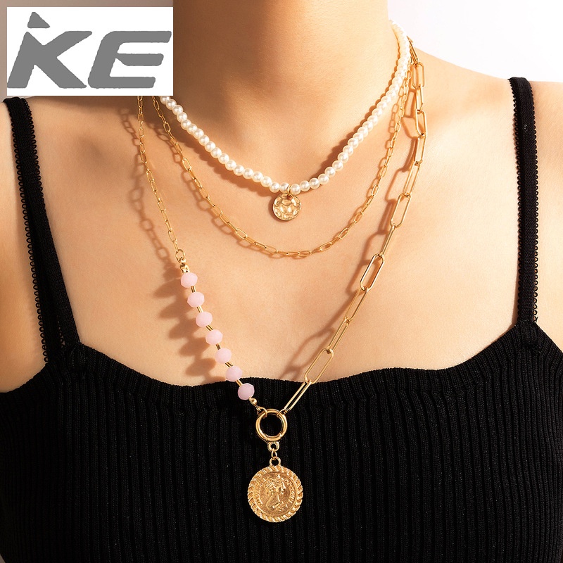multinecklace-pink-beaded-beauty-head-pearl-chain-multinecklace-for-girls-for-women-low-price