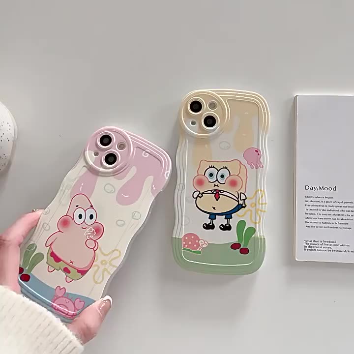 เคส-iphone-14-13-12-11-pro-x-xr-xs-max-8-8-7-7-plus-iphone8-iphone7-iphone14-iphone13-iphone12-iphone11-transparent-wave-spongebob-soft-case