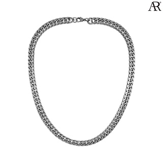 ANGELINO RUFOLO Necklace ดีไซน์ 9 mm. Classic Chain สร้อยคอ Stainless Steel 316L(สแตนเลสสตีล)คุณภาพเยี่ยม สีเงิน