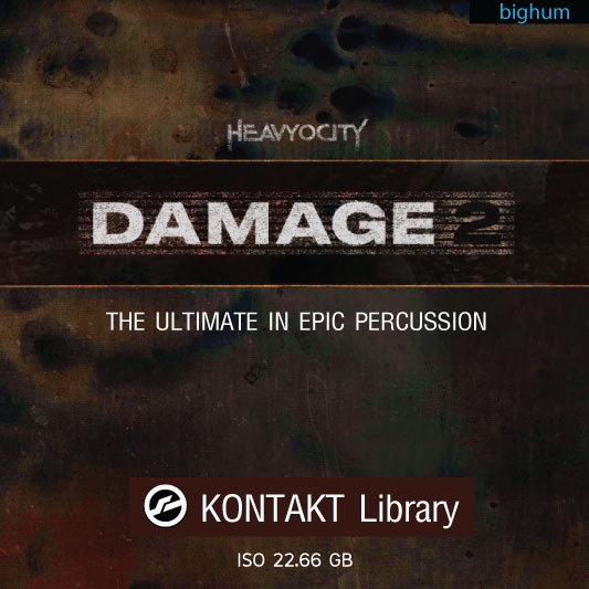ภาพหน้าปกสินค้าKONTAKT DAMAGE 2 by Heavyocity THE ULTIMATE PERCUSSION for Action Sound  With ExSample Preview