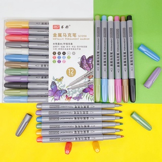 ชุดปากกามาร์กเกอร์ โลหะ อเนกประสงค์ 12 สี สําหรับวาดภาพกราฟฟิติ DIY