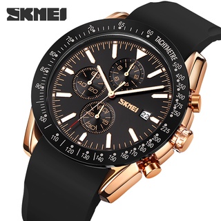 Skmei นาฬิกาข้อมือควอตซ์แฟชั่น สายซิลิโคน กันน้ํา มีปฏิทิน สําหรับบุรุษ