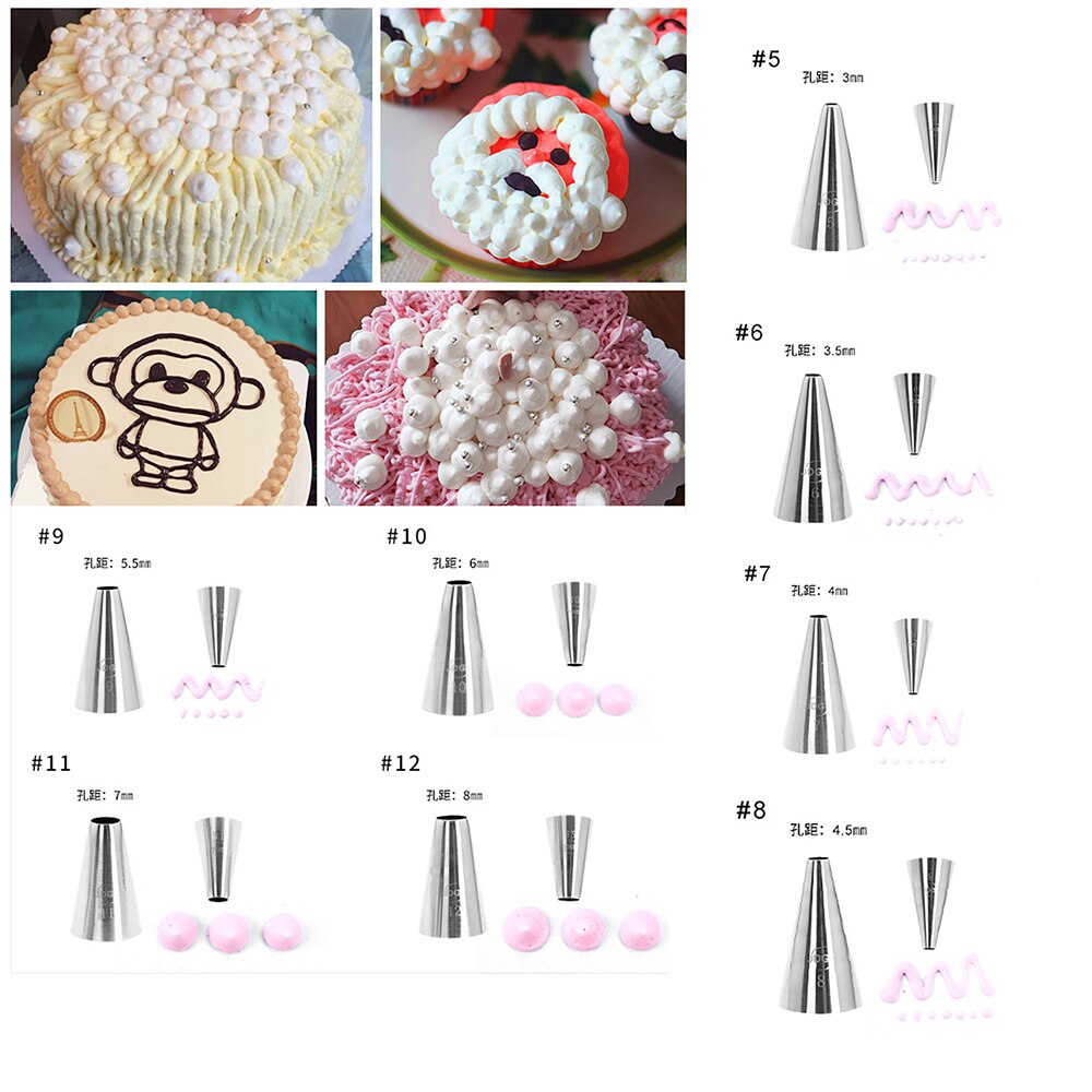 หัวบีบครีมแสตนเลสทรงกลมรูปดอกไม้สําหรับตกแต่งเค้ก