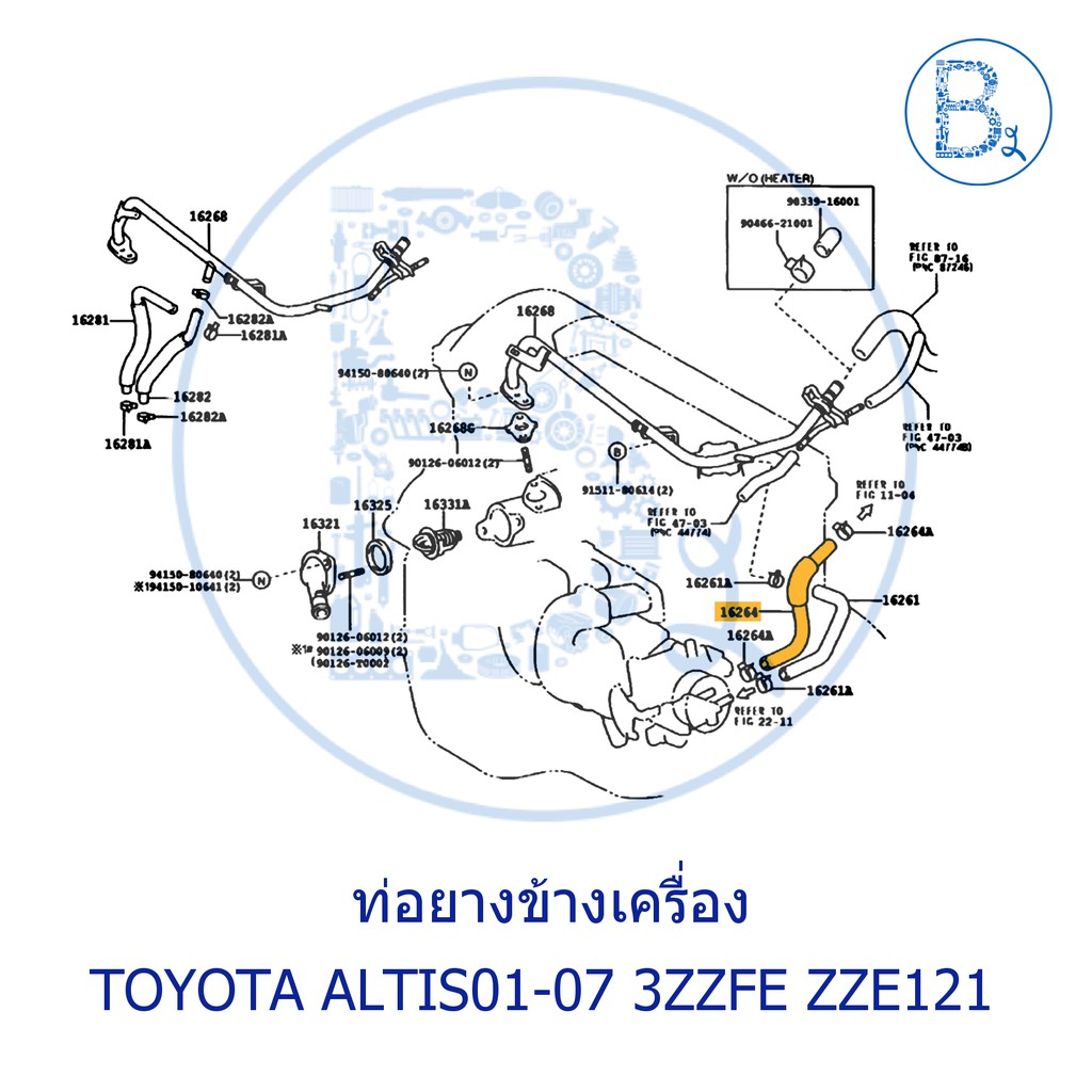 อะไหล่แท้-ท่อยางข้างเครื่อง-toyota-altis01-07-3zzfe-zze121