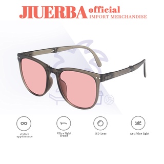 (JIUERBA) COD แฟชั่นเกาหลีพับแว่นตาป้องกัน uv แว่นตากันแดดเดินทางและขับรถแว่นตาสำหรับผู้ชายสไตล์ใหม่แว่นตาผู้หญิงคุณภาพสูงแว่นสายตา
