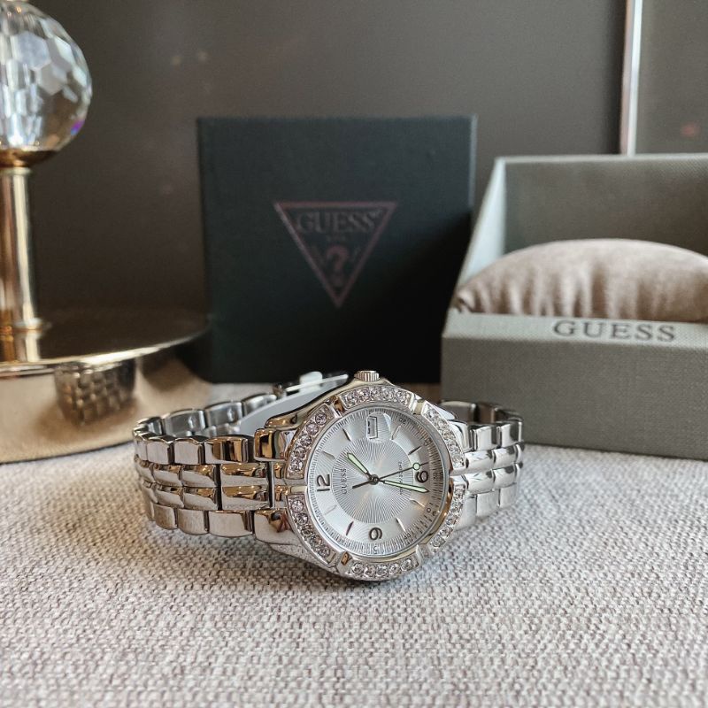 สด-ผ่อน-นาฬิกาสีเงิน-ประดับคริสตัล-g75511m-womens-stainless-steel-crystal-accented-watch
