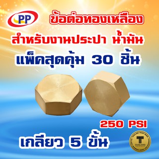 ข้อต่อทองเหลือง หมวกอุด PP(พีพี) ตัวเมีย&lt;เกลียวใน&gt; ขนาด 1/2"(4หุน) แพ็ค 30 ชิ้น (ประปา/น้ำมัน)