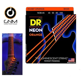 DR Neon Hi-Def Bass Strings สายกีต้าร์เบส 4 สาย เรืองแสง - สีส้ม สายเบส 4 สาย รุ่น NOB-45