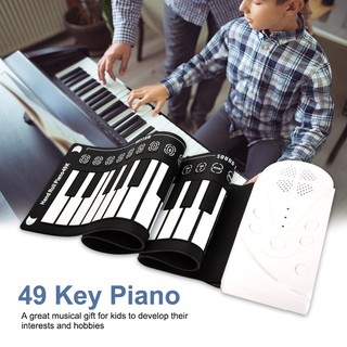 Portable 49 Keys Flexible Roll Up Piano Electronic Soft Keyboard Piano เปียโนแบบยางพกพา 49 คีย์ ม้วนเก็บได้