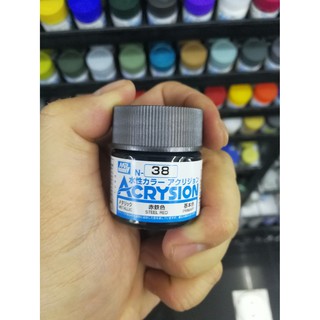 สีสูตรน้ำ Mr.Acrysion Color N38 STEEL RED (Metallic) 10ml