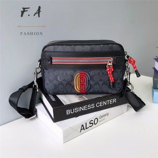 F.A (ของแท้ 100%)  COACH 768 New  Academy color LOGO  / กระเป๋าสะพายข้าง / ผ้าใบโลโก้คลาสสิค / กระเป๋าสะพายข้างผู้ชาย